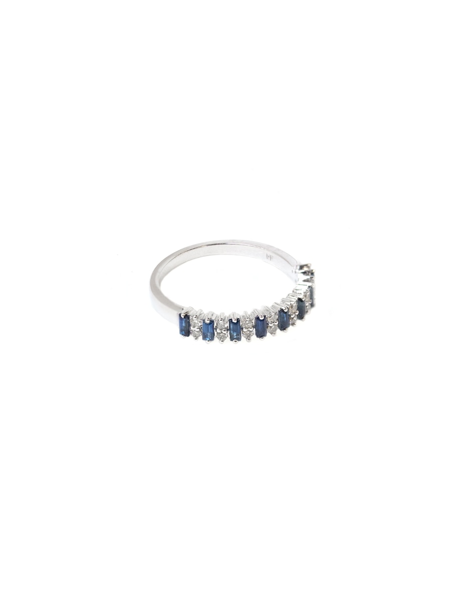 Anillo Dalila 14 k de oro blanco zafiro pulido 2