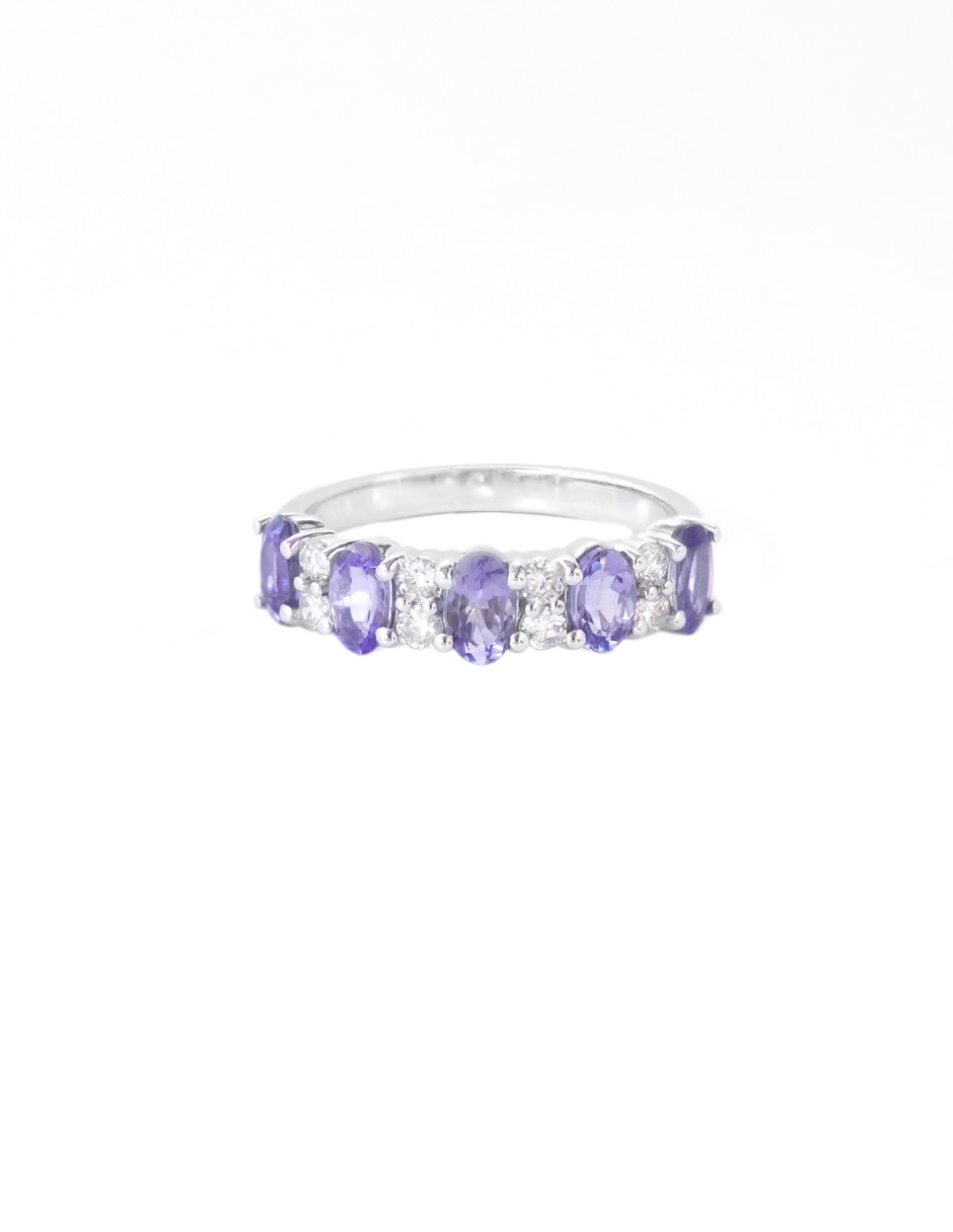 Anillo Dalila 14 k de oro blanco diamante pulido