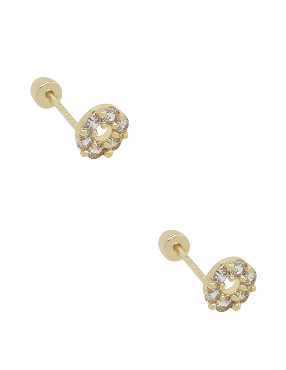 Broqueles redondos de oro zirconia 2