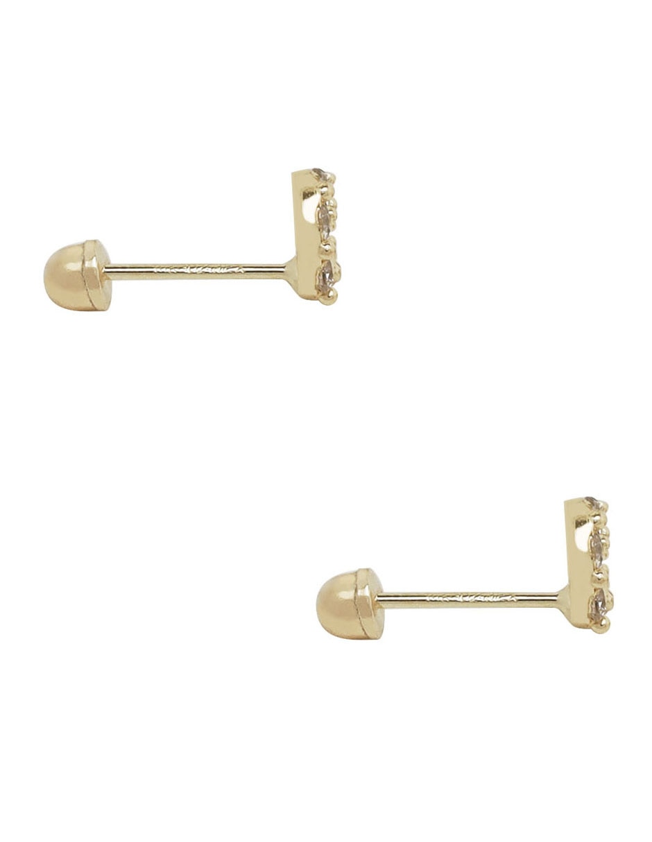 Broqueles redondos de oro zirconia 3