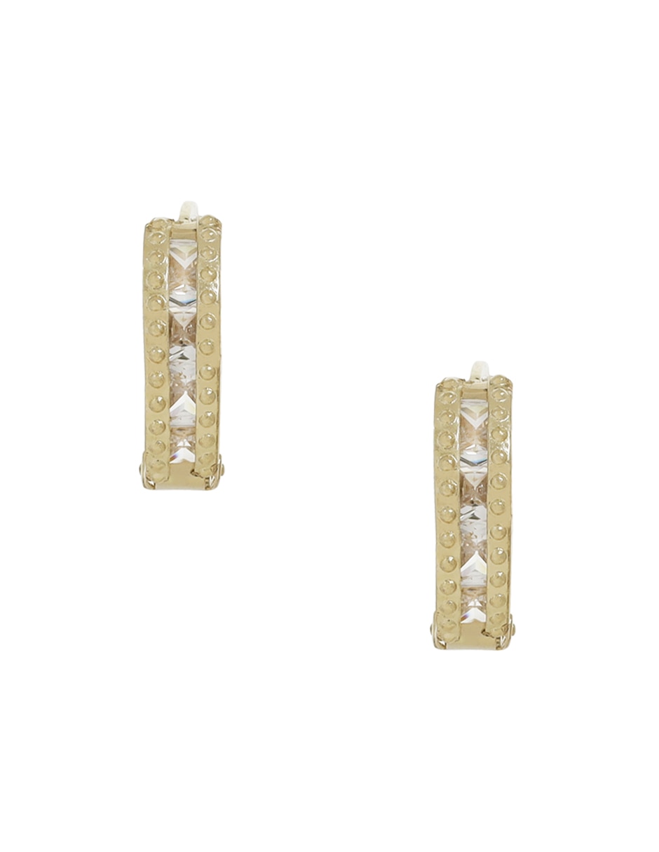 Aretes redondos de oro con acabado pavé zirconia