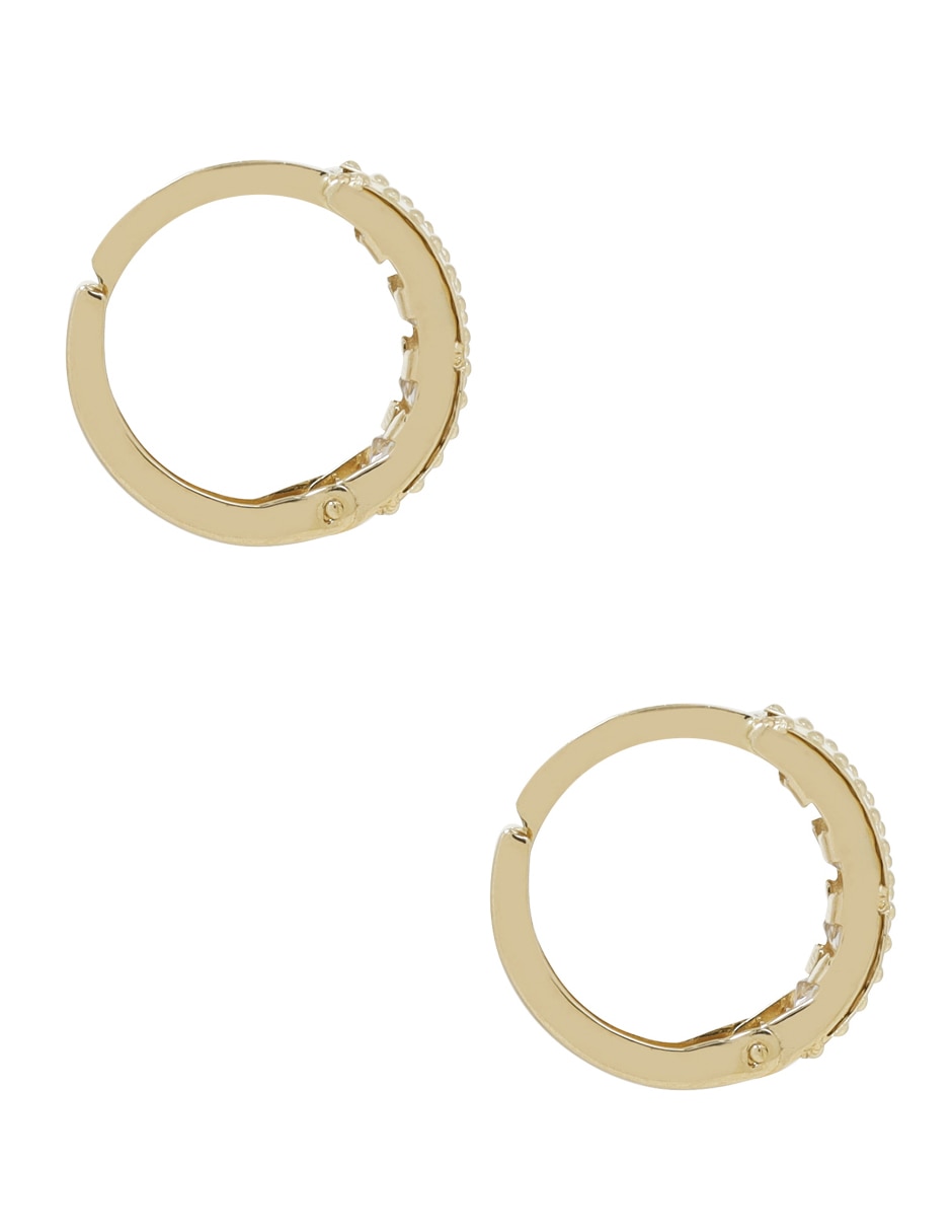 Aretes redondos de oro con acabado pavé zirconia 3