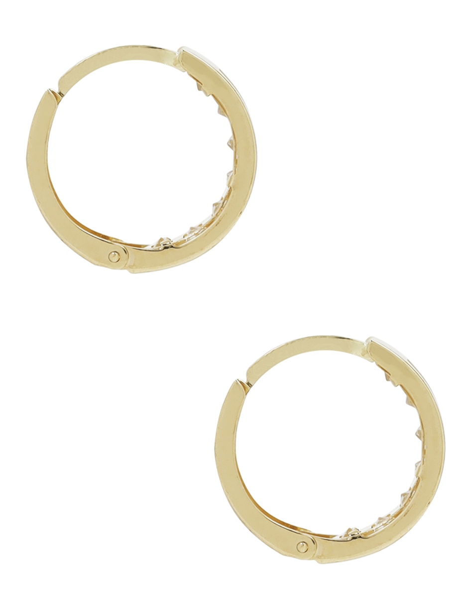 Aretes redondos de oro con acabado pavé zirconia 2