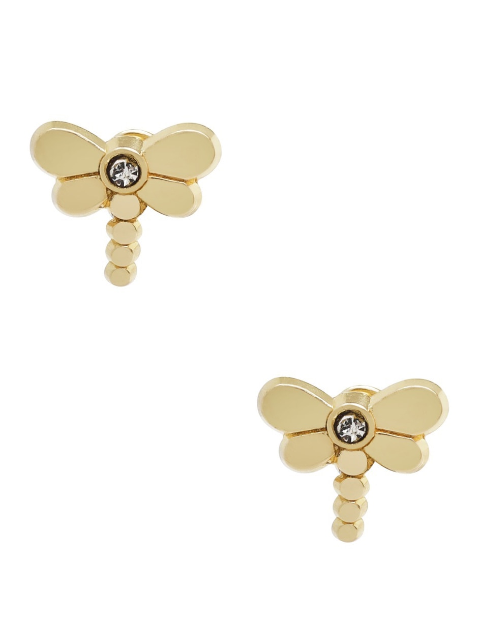 Broqueles de libélula de oro zirconia
