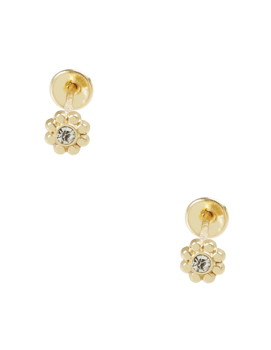 Broqueles de flor de oro zirconia