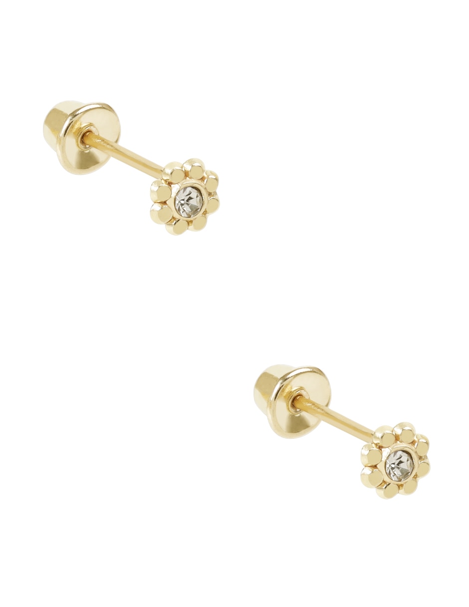 Broqueles de flor de oro zirconia 2