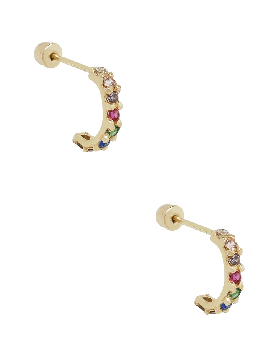 Aretes redondos de oro zirconia 2