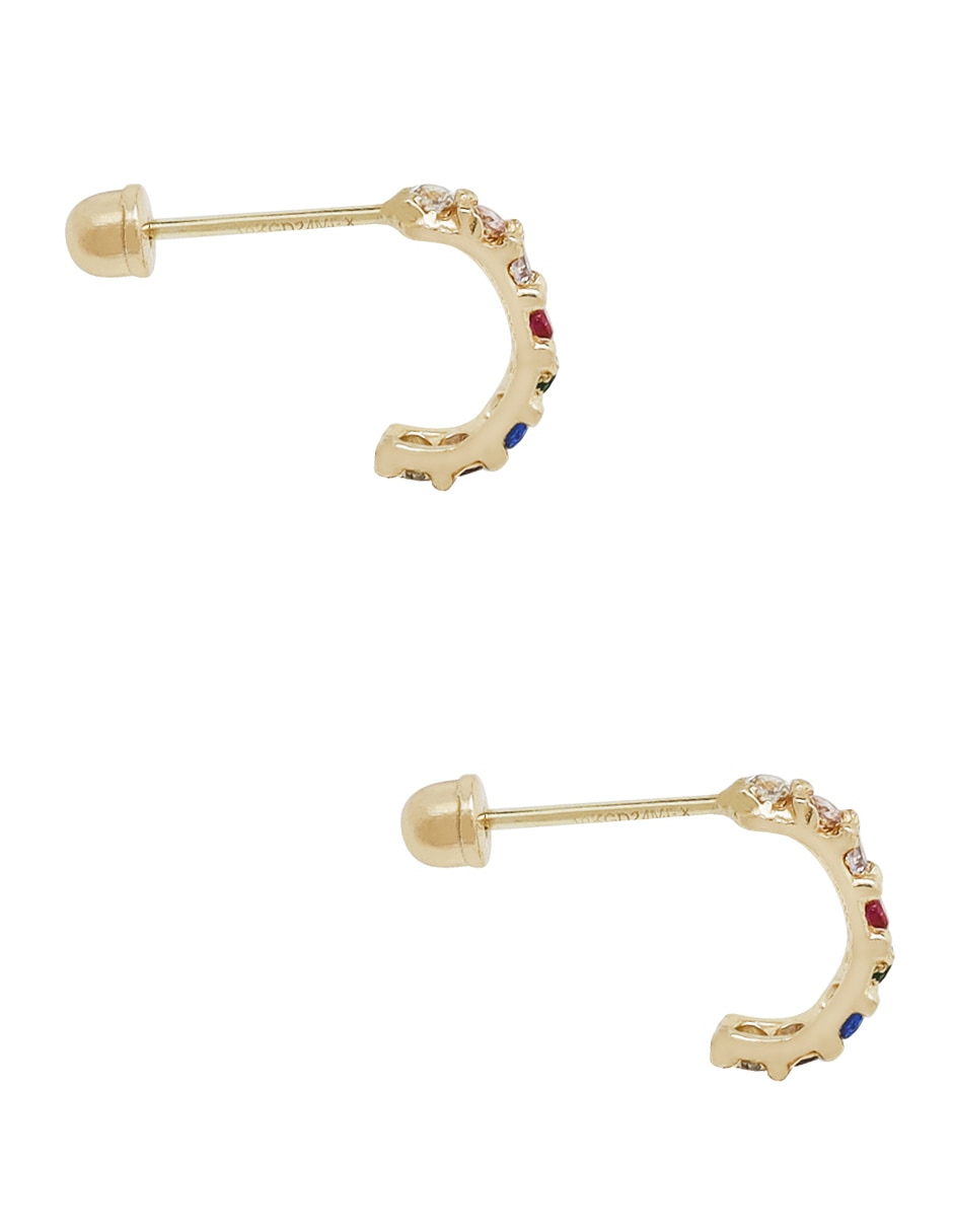 Aretes redondos de oro zirconia 3