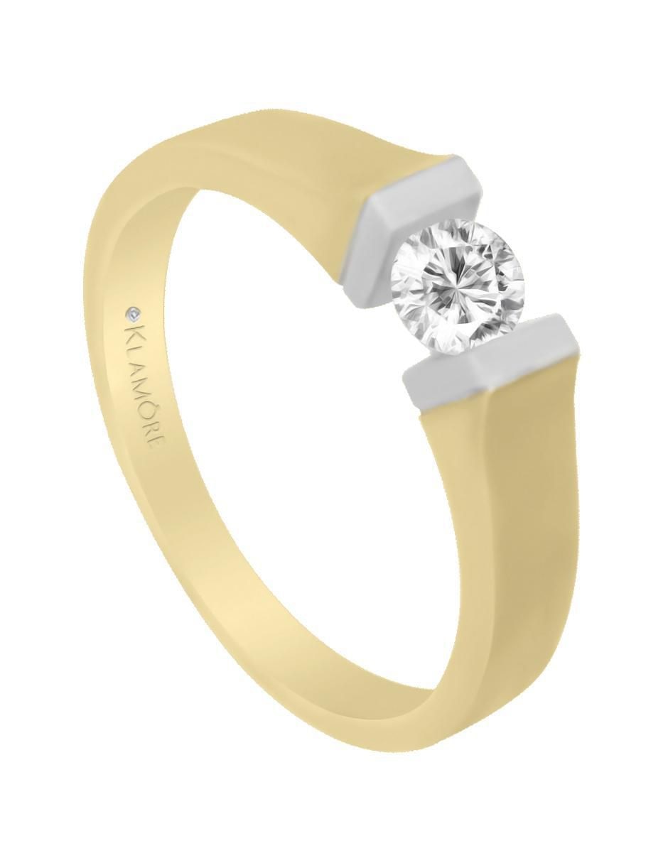 Solitario "de" oro 14 k klamore diamante
