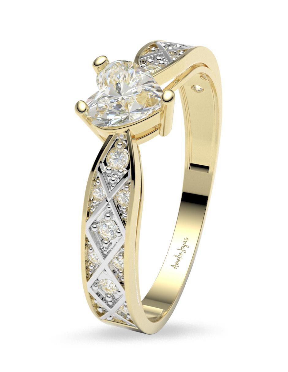 Anillo de compromiso "de" oro 14 k amelie joyas zirconia