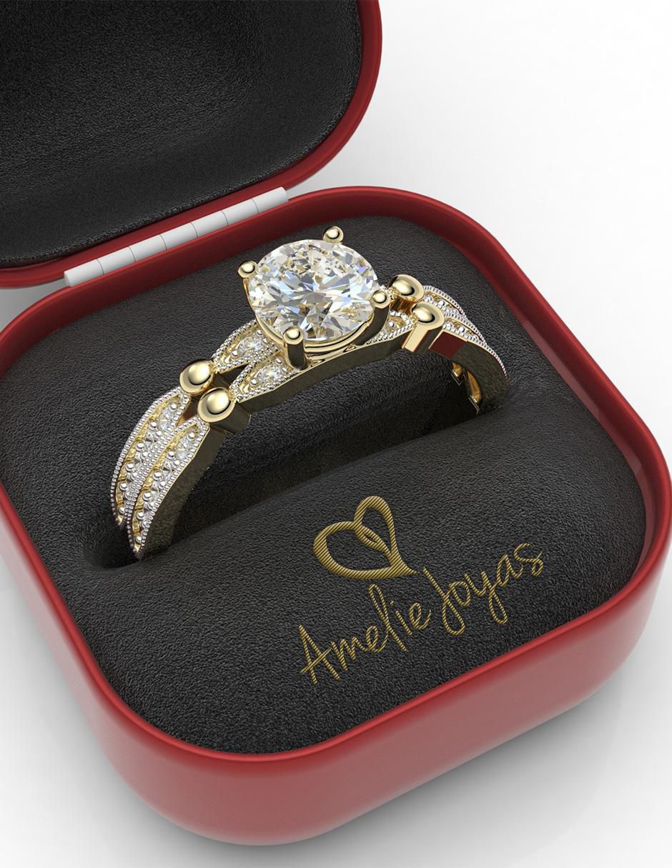 Anillo de compromiso de oro 14 k 4