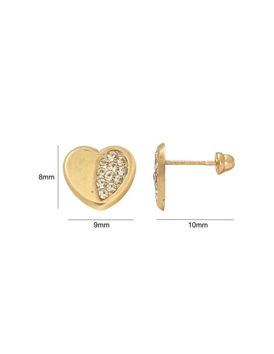Broqueles de corazón de oro con acabado brillante zirconia 6