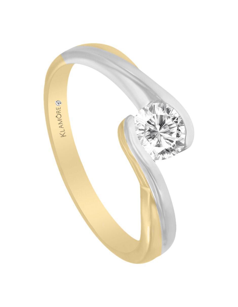Solitario "de" oro 14 k klamore diamante