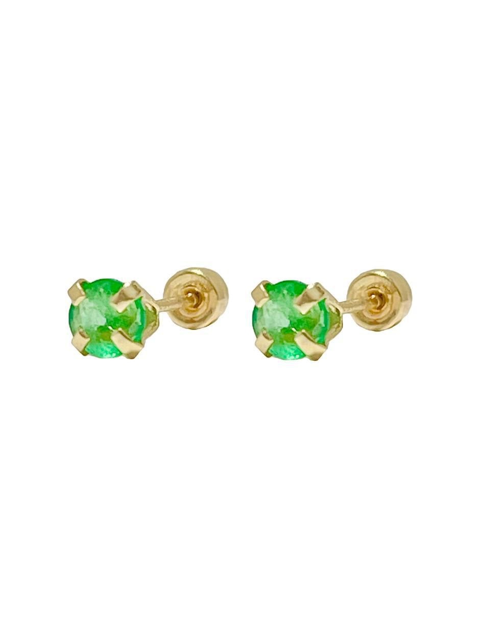 Broqueles redondos de oro esmeralda 3