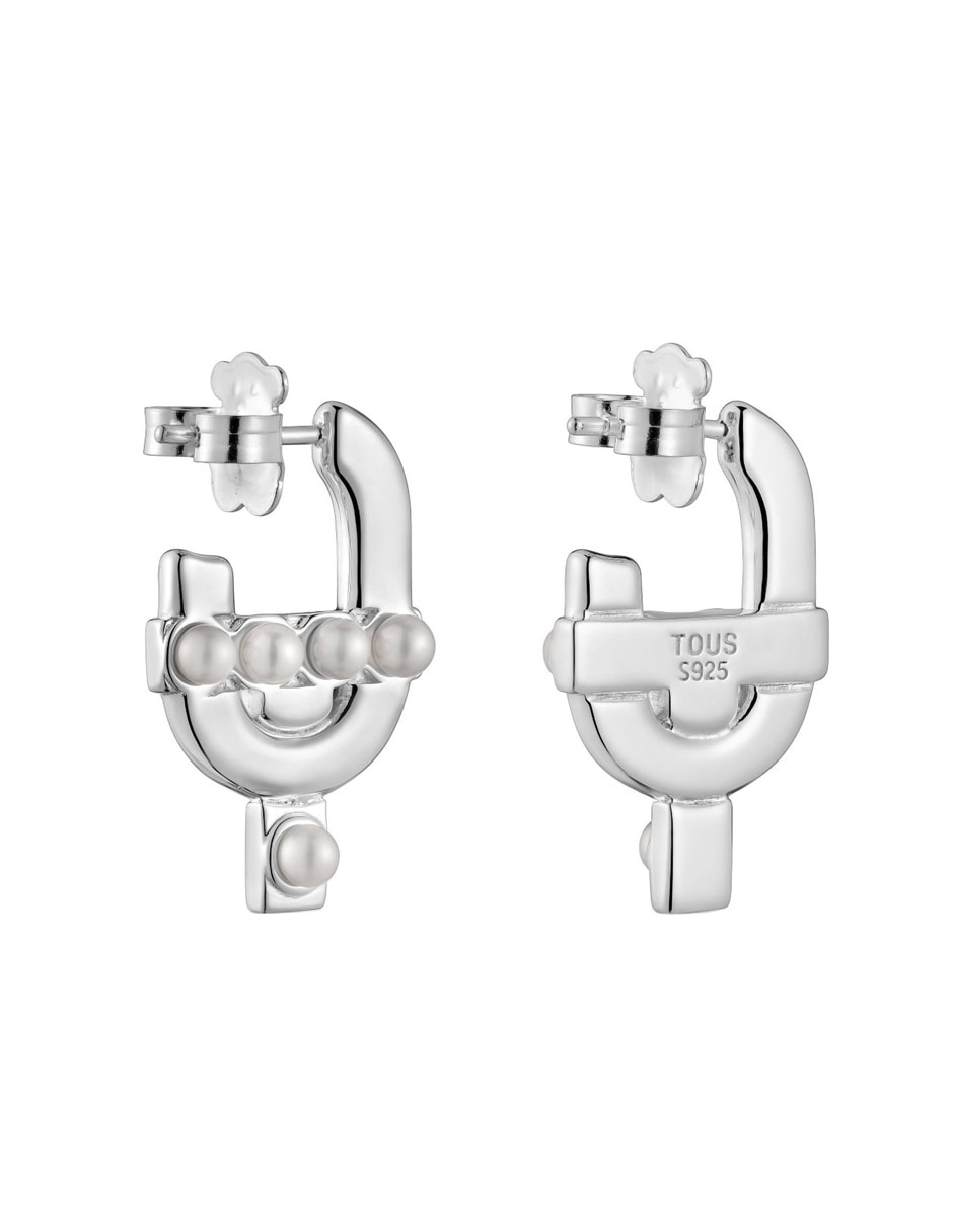 Aretes Manifiesto de plata P 925 con acabado espejo perla 3