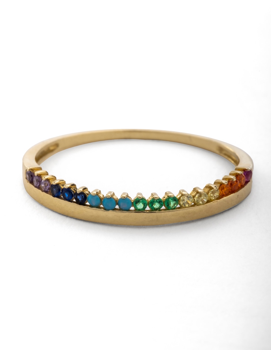 Anillo 14 k de oro circonita pulido