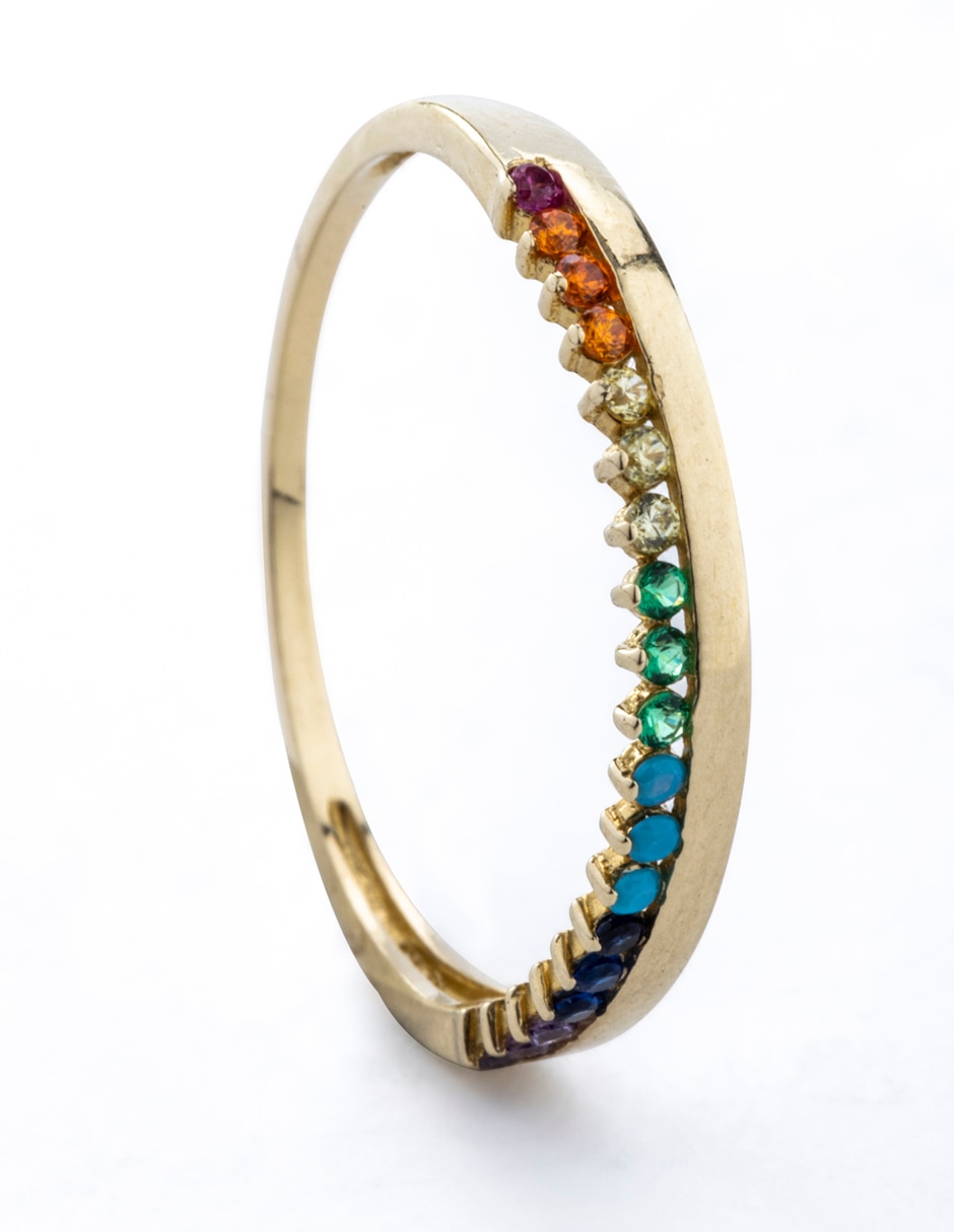 Anillo 14 k de oro circonita pulido 2