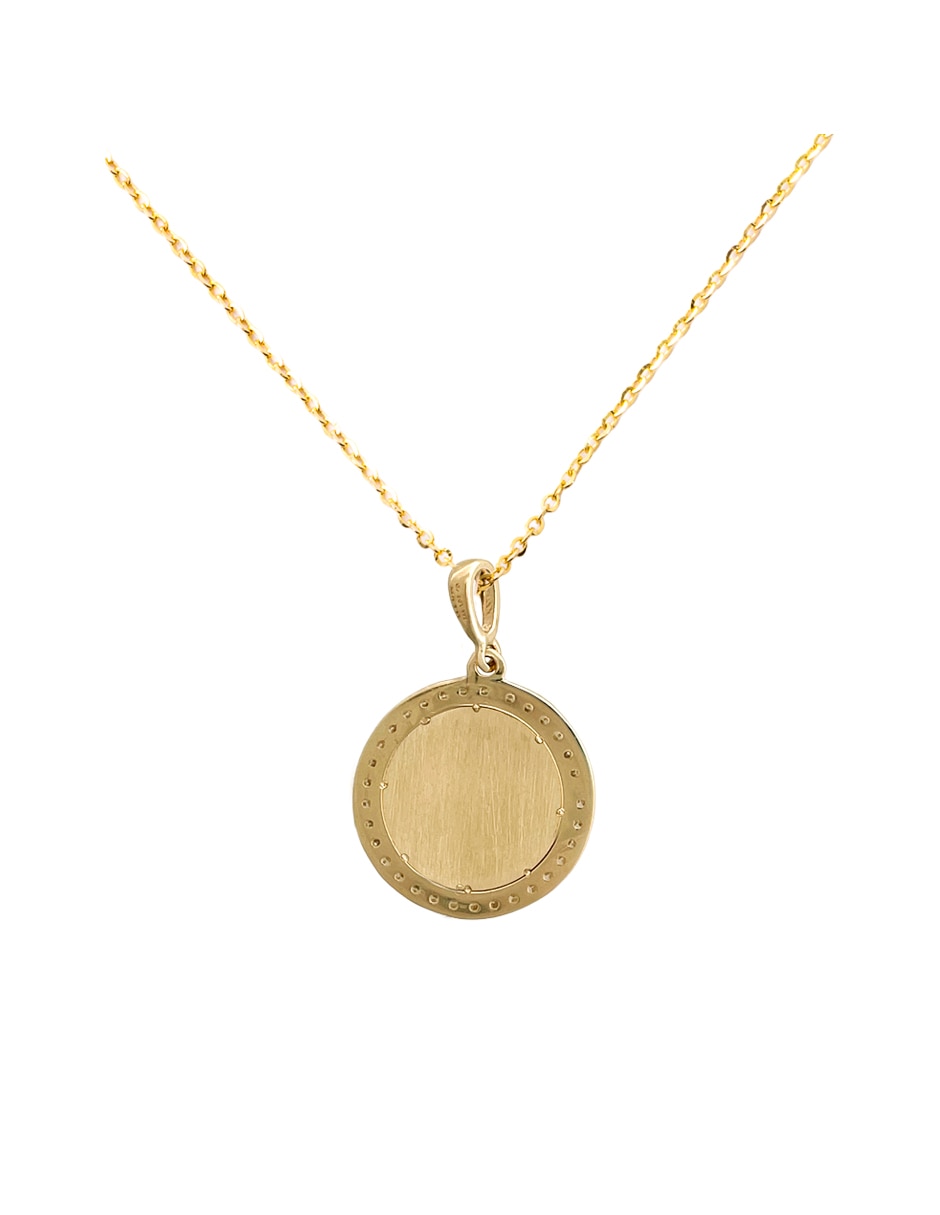 Colgante Y Dije redondo de oro 14 K circonita 2