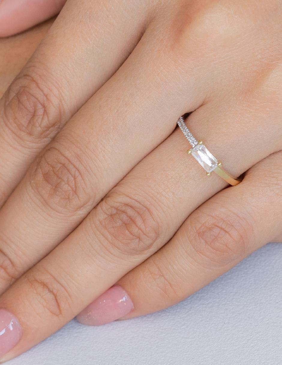 Anillo de compromiso "de" oro 14 k abba joyas sin familia o colección zirconia