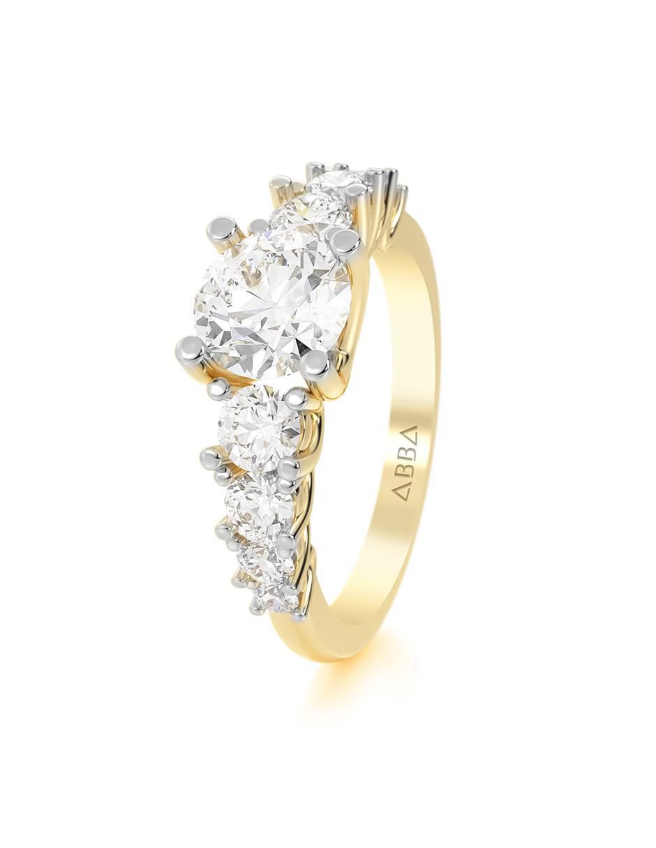 Anillo de compromiso "de" oro 14 k abba joyas sin familia o colección zirconia