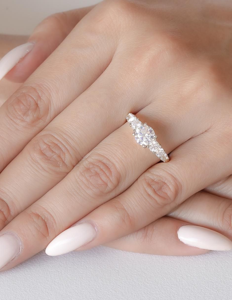 Anillo de compromiso "de" oro 14 k abba joyas sin familia o colección zirconia