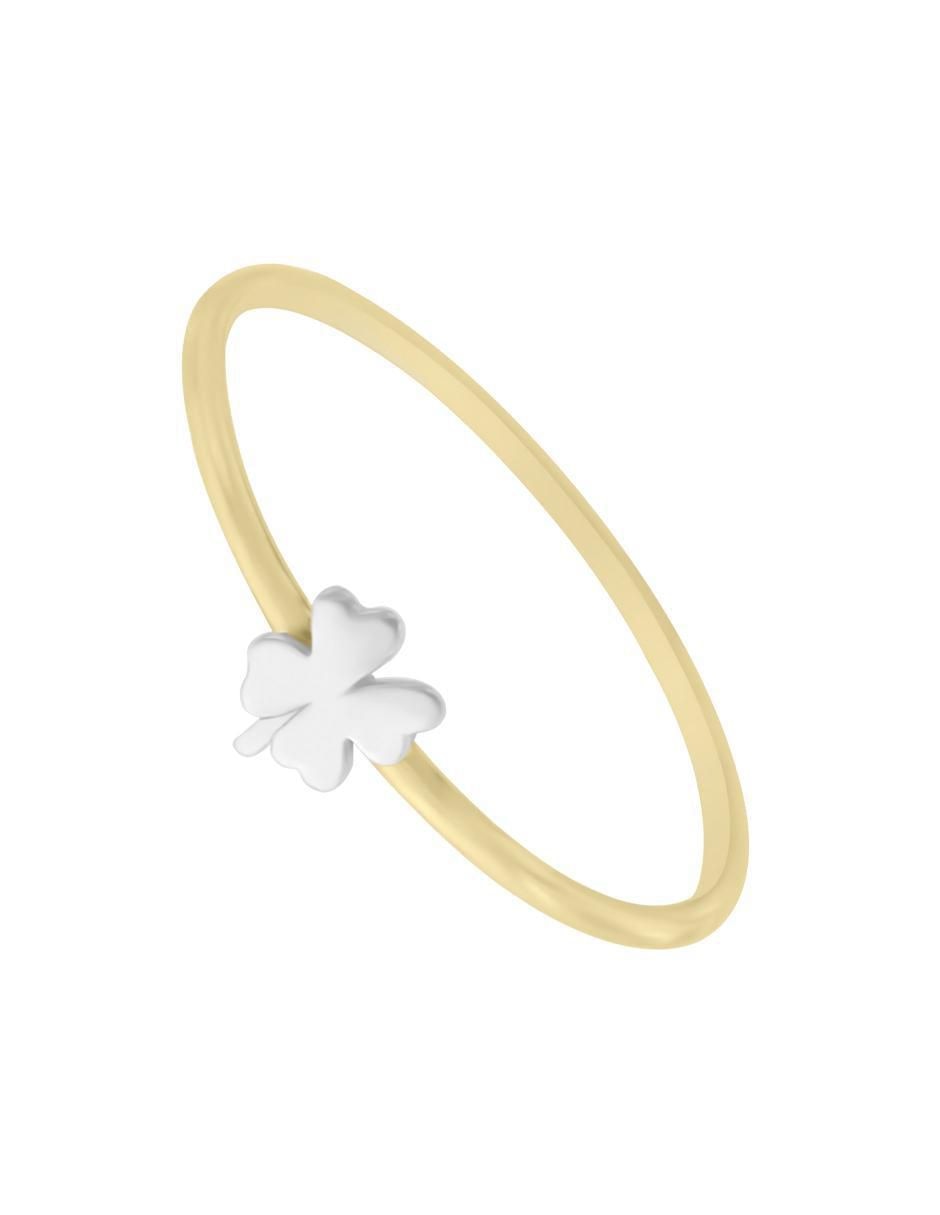 Anillo de trébol Trébol de la suerte 14 k de oro pulido 3