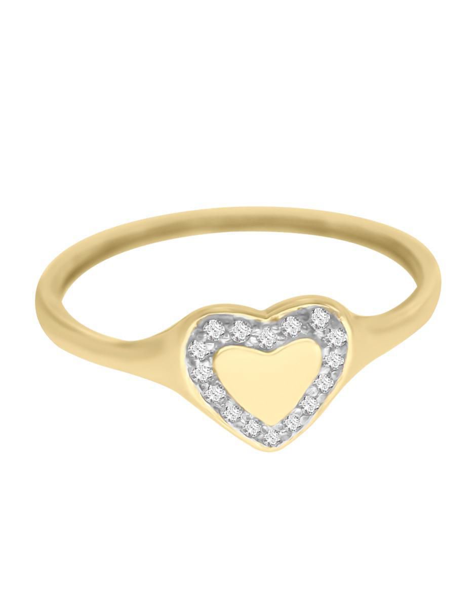 Anillo de corazón Nevada 14 k de oro diamante pulido