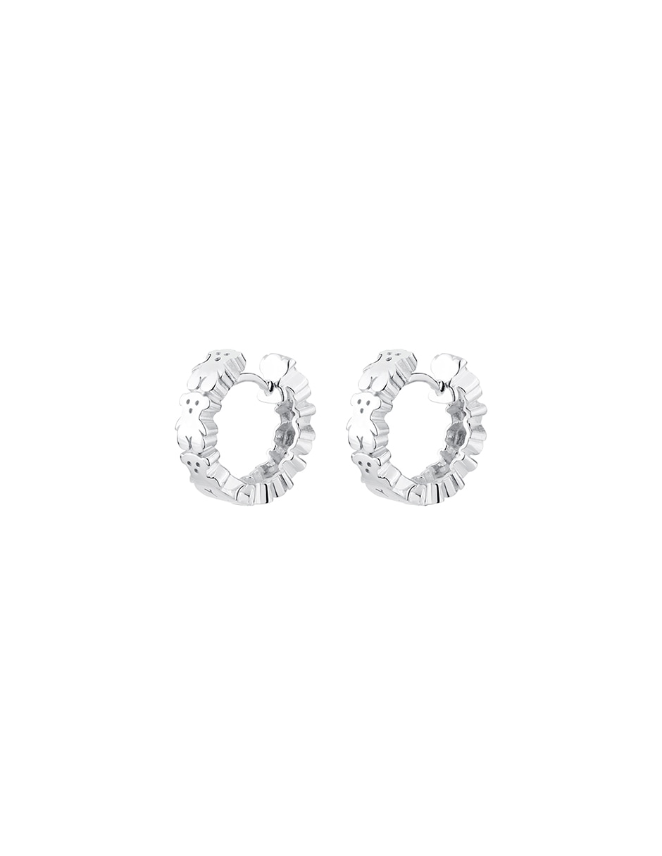 Aretes redondos Puppies de plata P 925 con acabado brillante 4