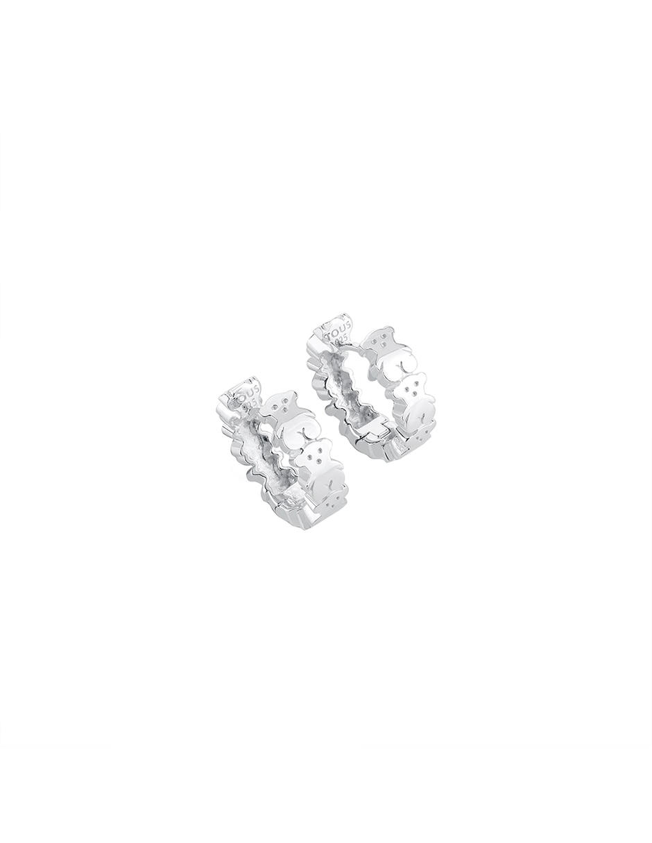 Aretes redondos Puppies de plata P 925 con acabado brillante 5