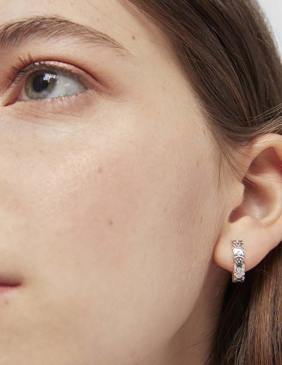 Aretes redondos Puppies de plata P 925 con acabado brillante 6