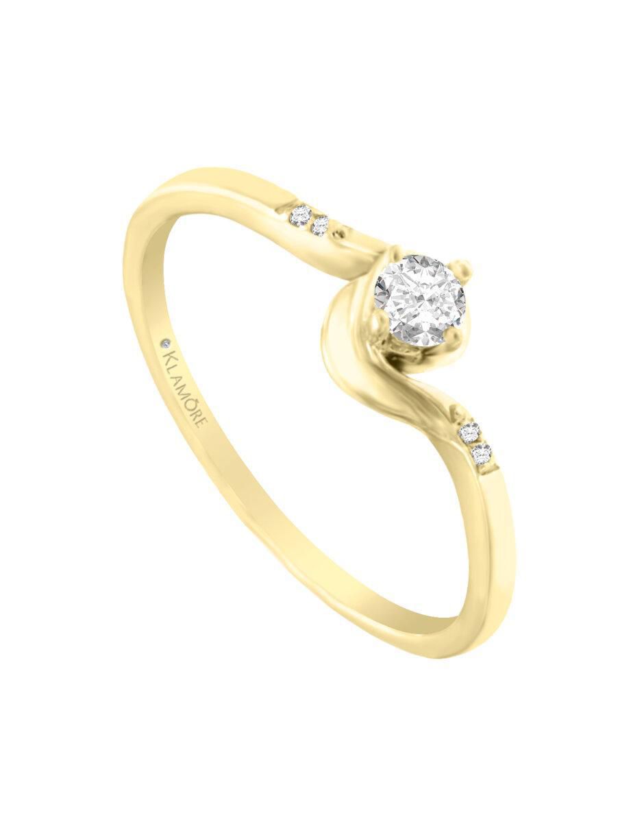 Solitario "de" oro 14 k klamore diamante
