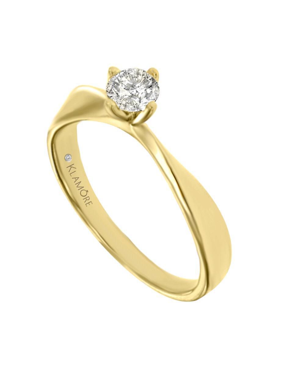 Solitario "de" oro 14 k klamore diamante