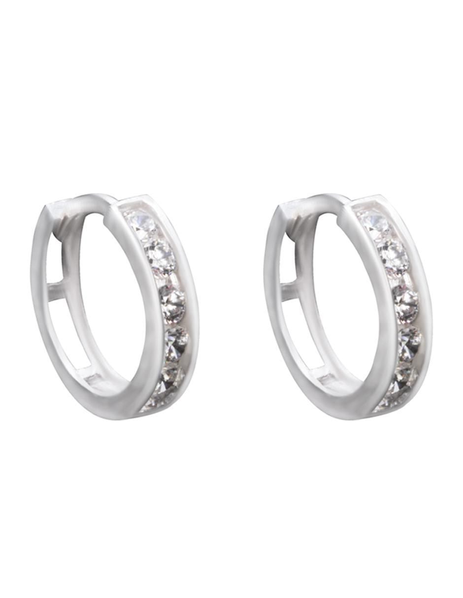 Aretes redondos de plata P 925 con acabado brillante zirconia 3