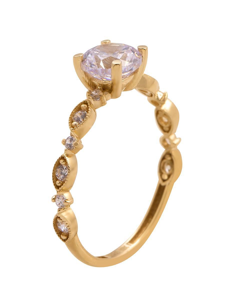 Anillo con gema 10 k de oro amarillo zirconia 4