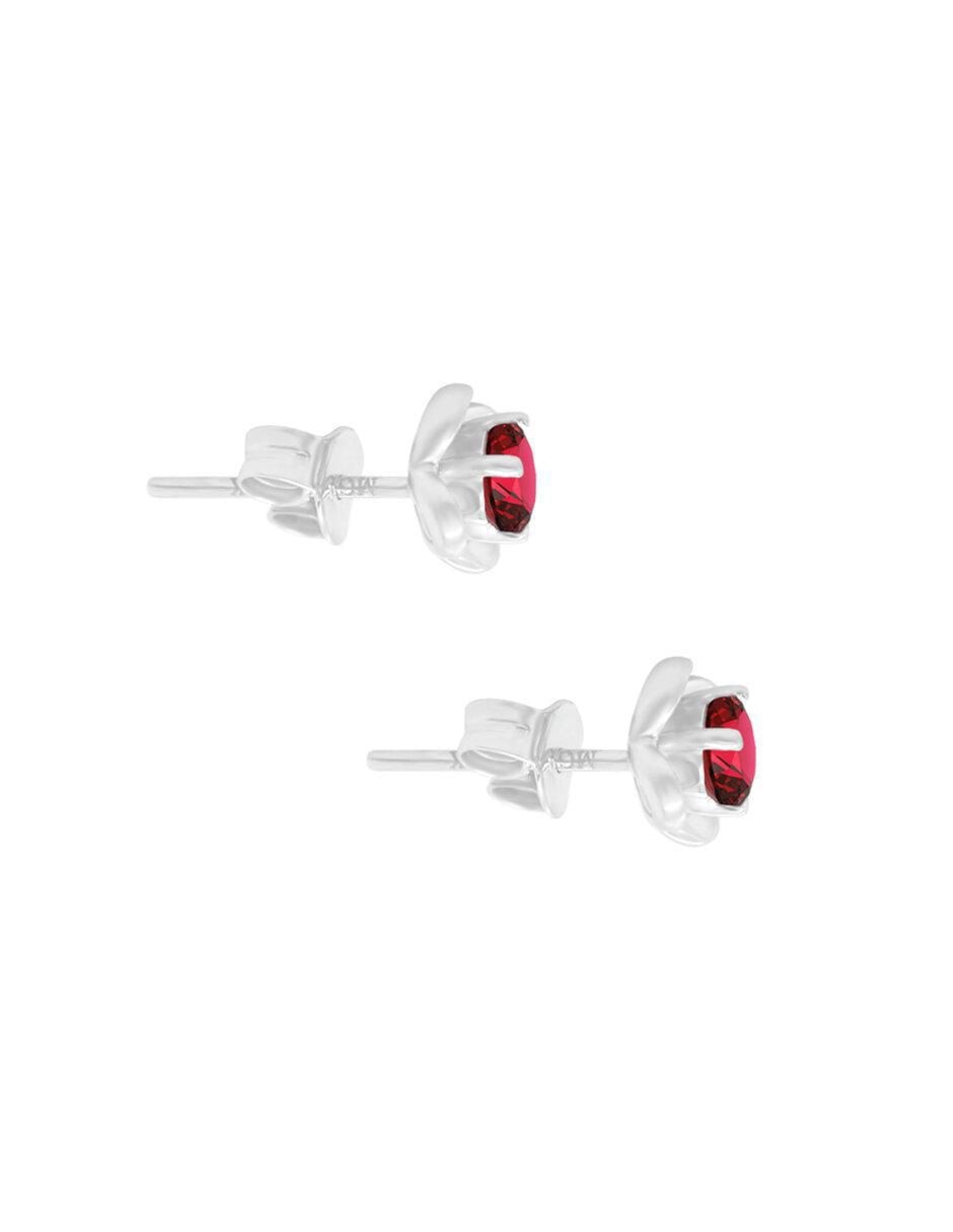 Aretes de flor Aura de oro con acabado brillante rubí 2