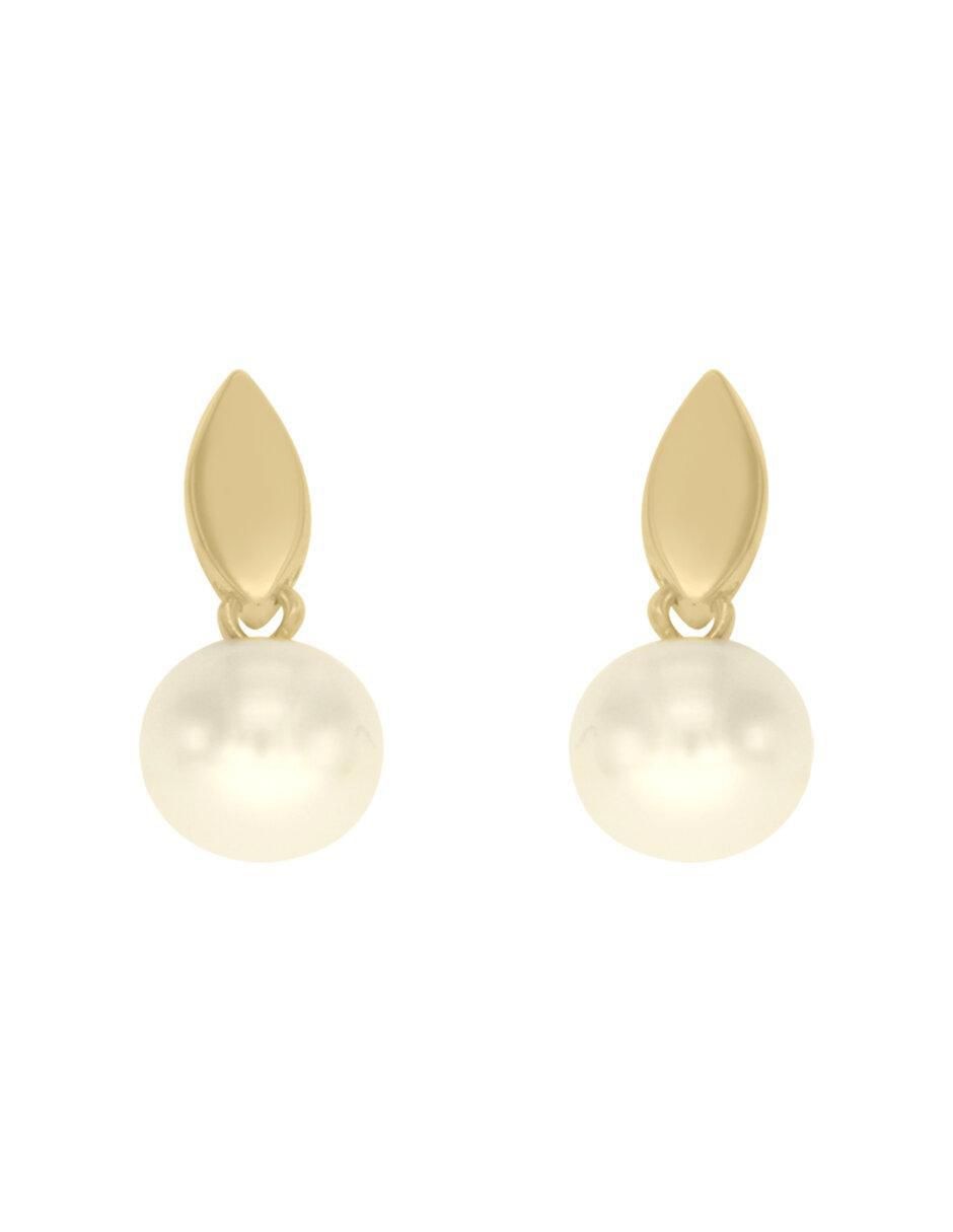 Aretes Teles de oro con acabado brillante perla