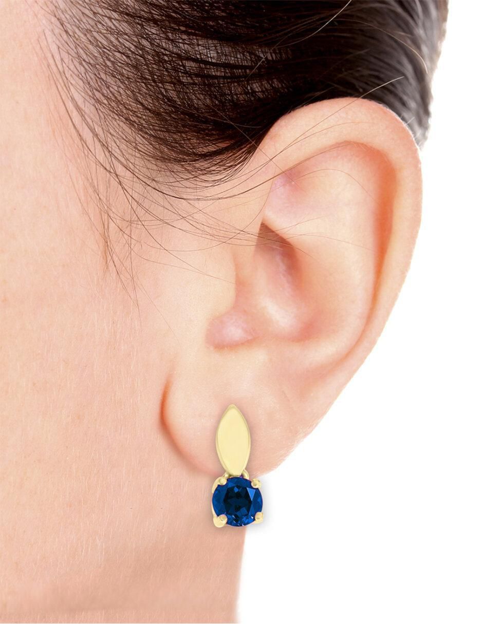 Aretes Sigrid de oro con acabado brillante zafiro 2