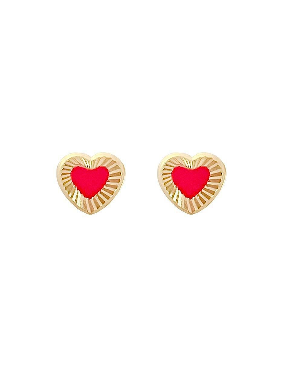 Broqueles de corazón de oro con acabado diamantado Broqueles de corazón de oro con acabado diamantado