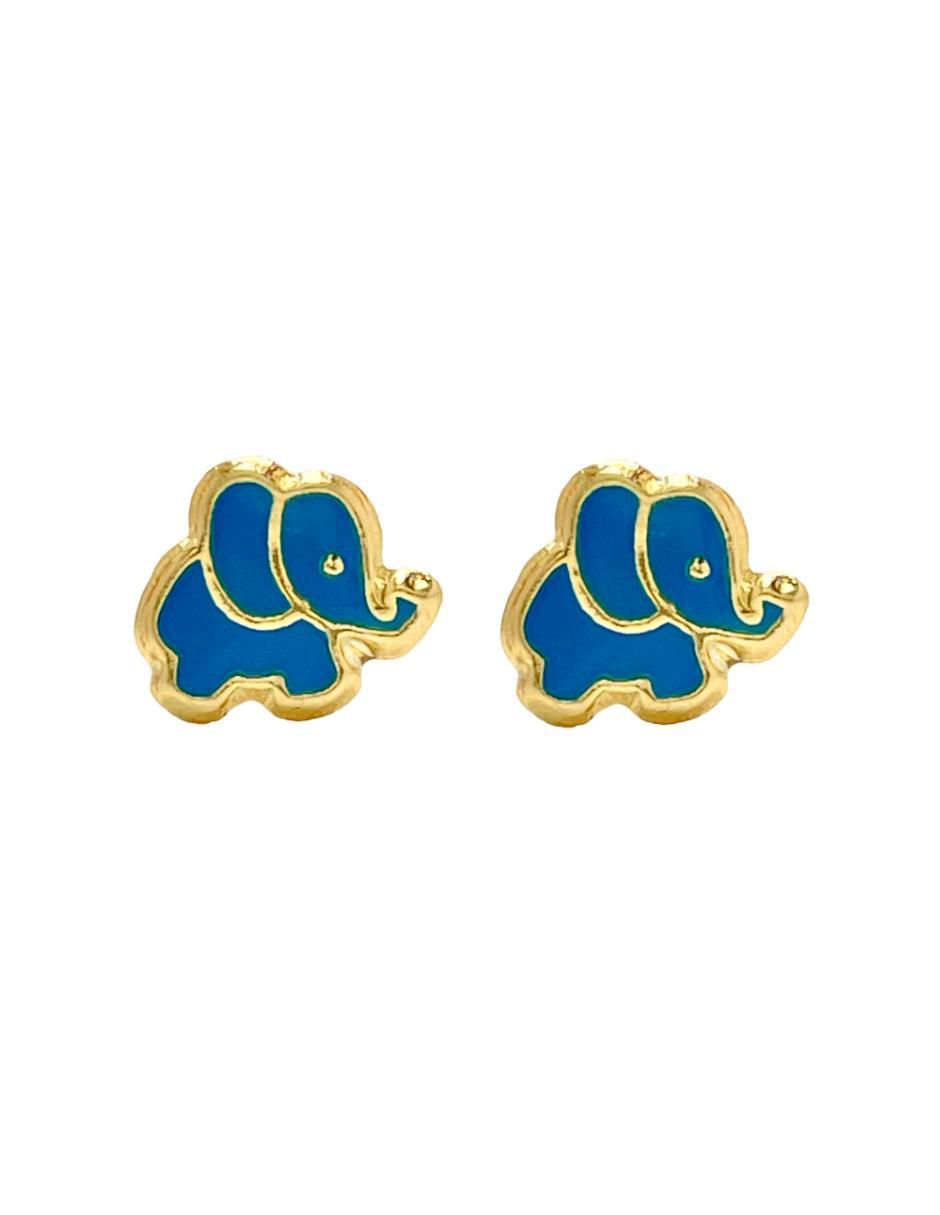 Broqueles de elefante de oro 10 K con acabado lustre