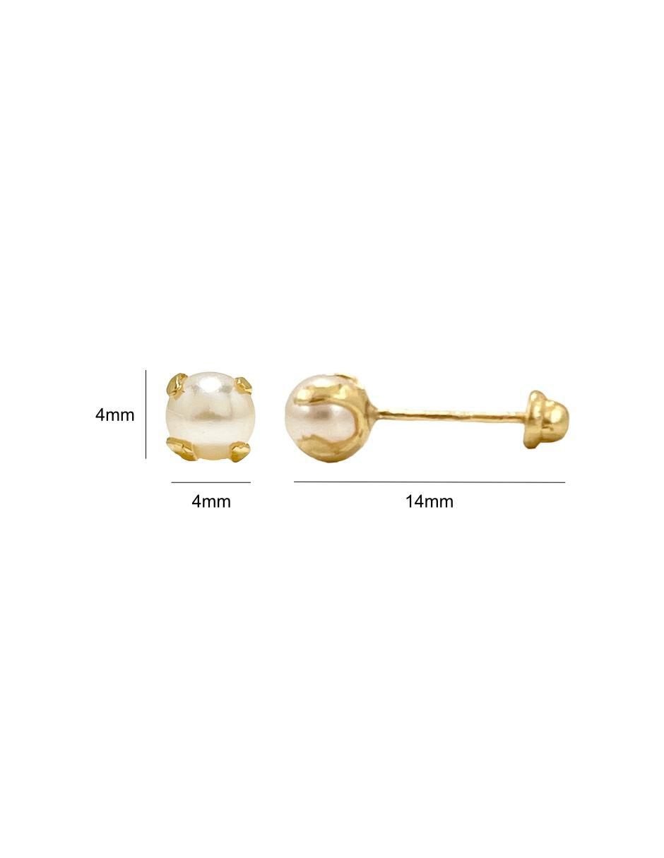 Broquel de esfera de oro 10 k perla 6