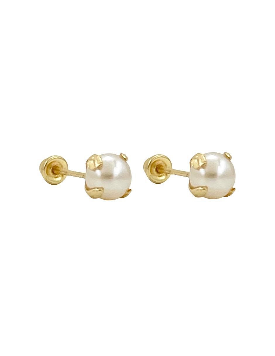 Broquel de esfera de oro 10 k perla 3