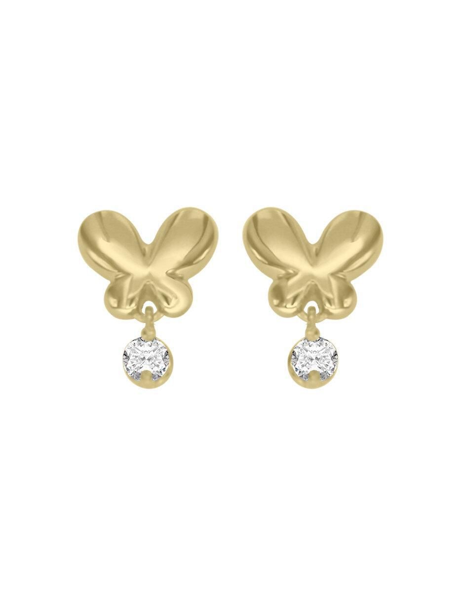 Broqueles de mariposa Flutur de oro con acabado brillante diamante