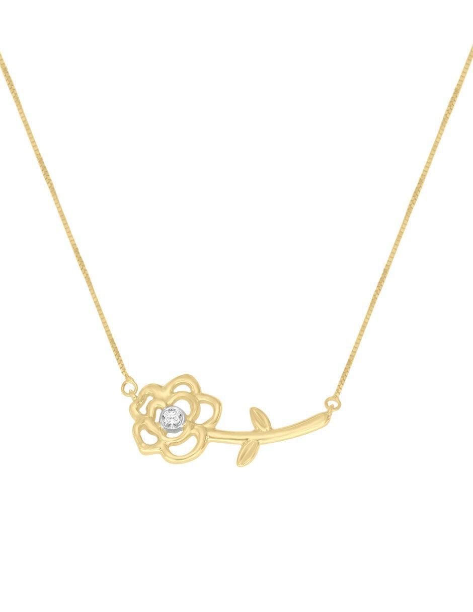 Collar de flor Rosa de oro 14 K Collar de flor Rosa de oro 14 K