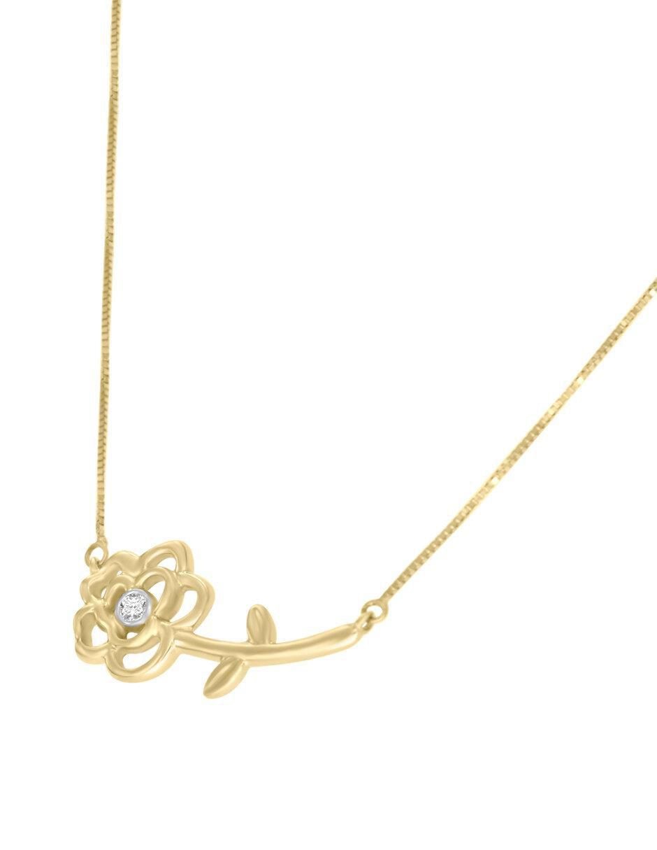 Collar de flor Rosa de oro 14 K 2