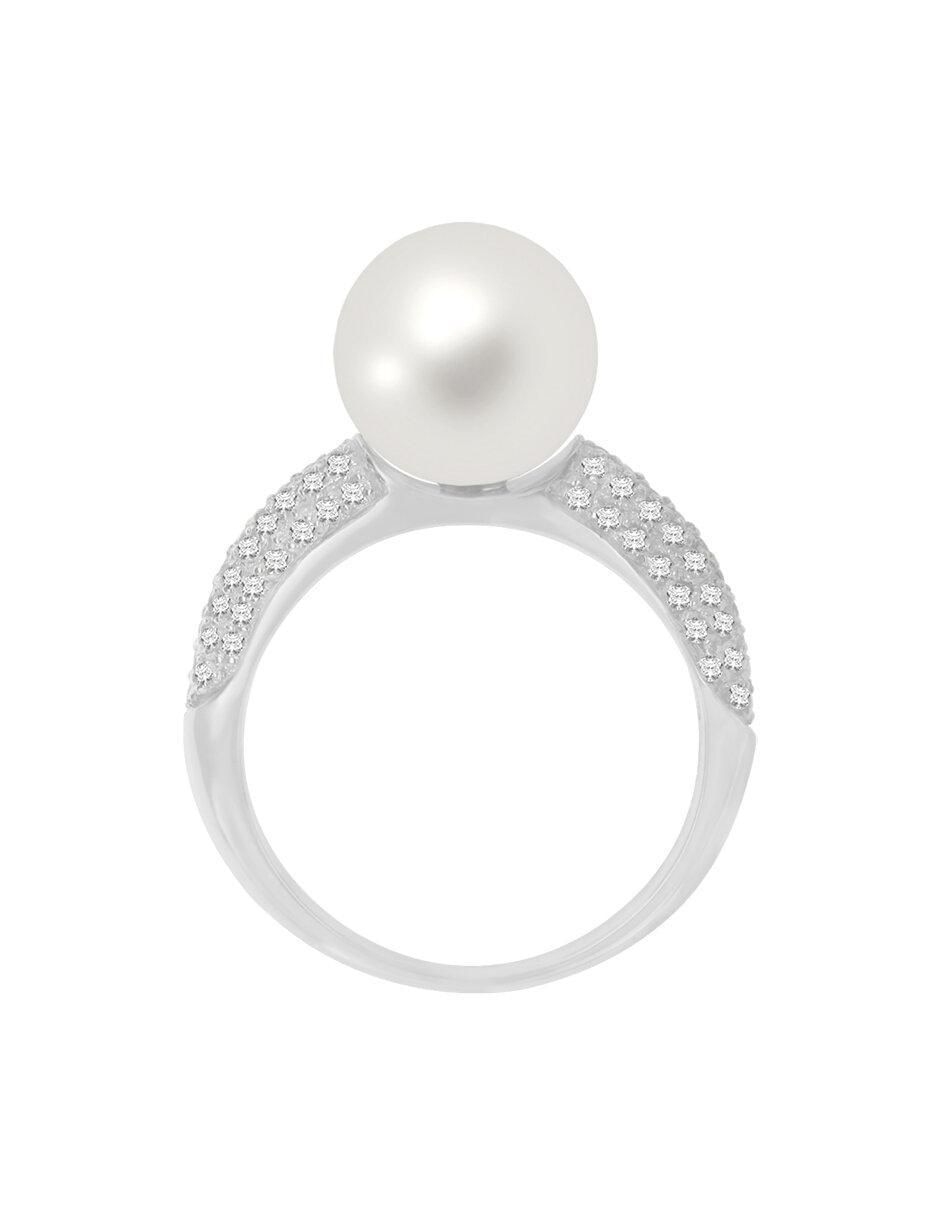 Anillo Nadia 14 k de oro diamante y perla pulido 2