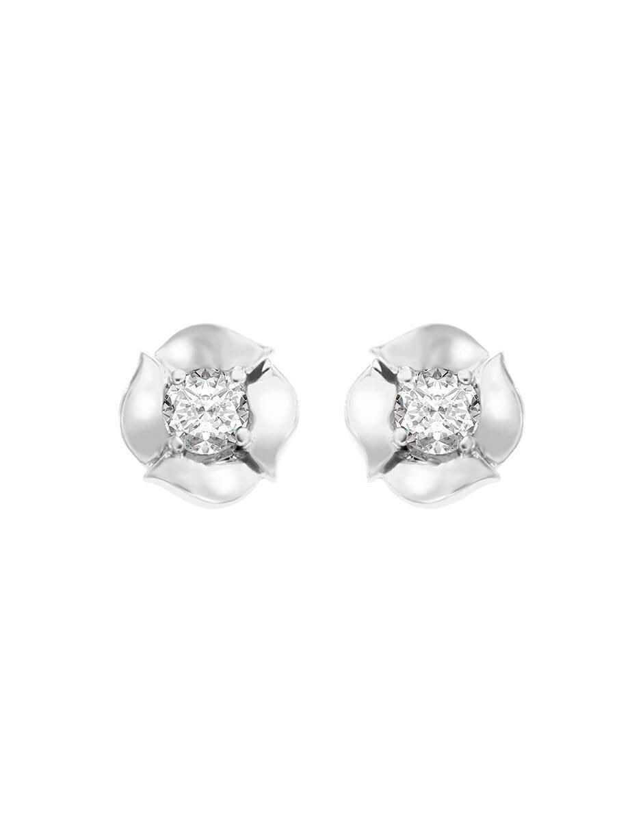 Broqueles de flor Alina de oro con acabado brillante diamante