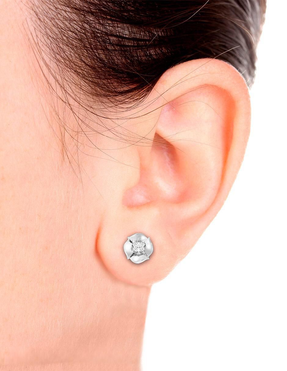 Broqueles de flor Alina de oro con acabado brillante diamante 3