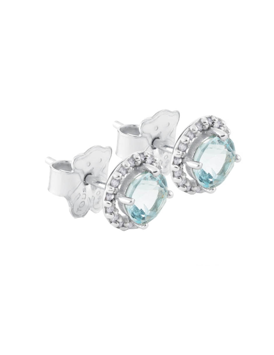 Broqueles redondos de oro blanco con acabado brillante diamante 4