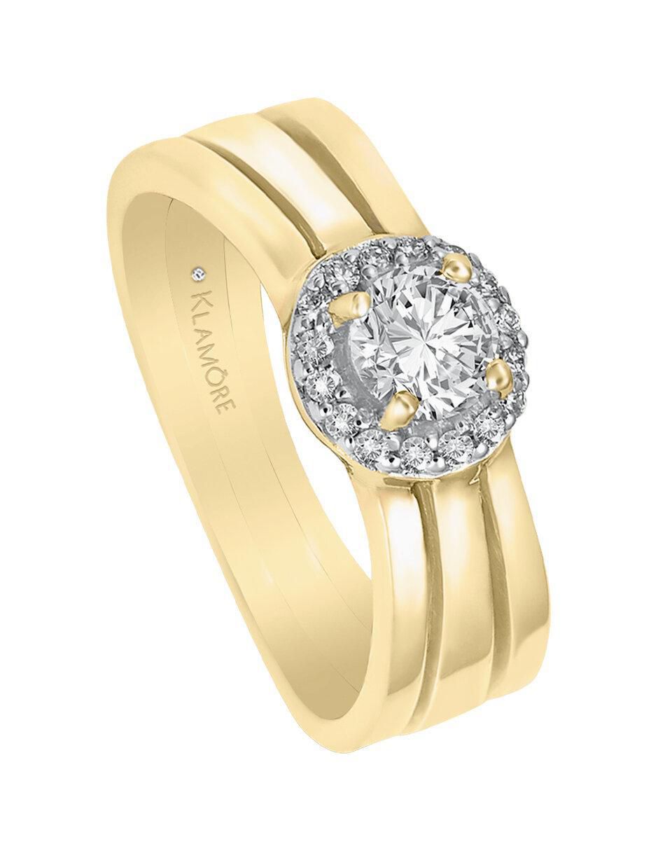 Solitario "de" oro 14 k klamore diamante