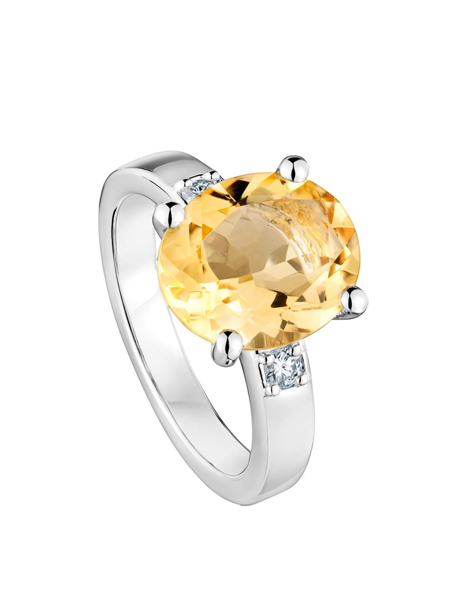 Anillo Basic Colors P 925 de plata citrina y diamante brillante 2